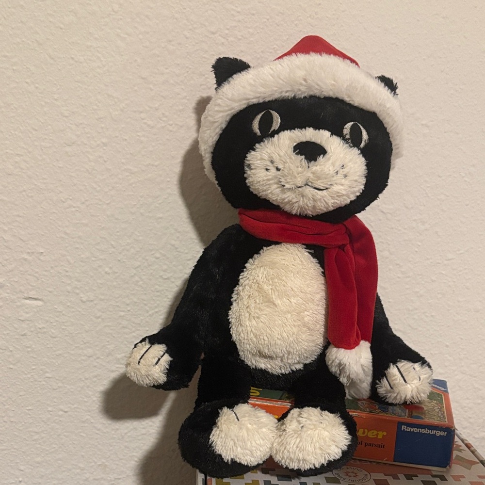 Jellycat Christmas Jack - Like New Collectible Plush Cat with Santa Hat